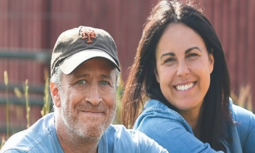 Jon Stewart with his wife Tracey McShane.